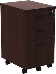 ALERA - 15.88" Wide x 28.38" High x 20-1/2" Deep, 3 Drawer Pedestal - Woodgrain Laminate, Mahogany - USA Tool & Supply