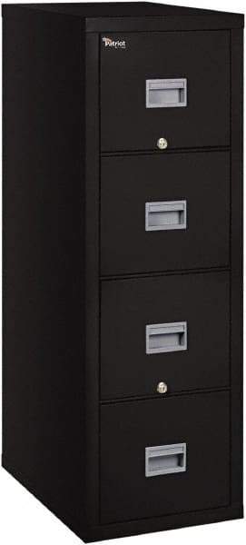 FireKing - 17-3/4" Wide x 52-3/4" High x 25" Deep, 4 Drawer Pedestal - Steel, Black - USA Tool & Supply
