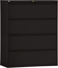 ALERA - 42" Wide x 53-1/4" High x 19-1/4" Deep, 4 Drawer Lateral File - Steel, Black - USA Tool & Supply