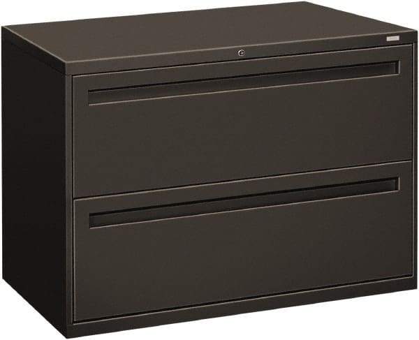 Hon - 42" Wide x 28.38" High x 19-1/4" Deep, 2 Drawer Lateral File - Steel, Charcoal - USA Tool & Supply
