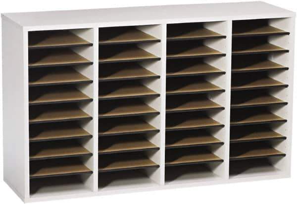 Safco - 39-1/4" Wide x 24" High x 11-3/4" Deep Laminated Compressed Wood Document Organizer - 36 Compartments, Gray, 9" Wide x 2-1/4" High x 11-1/2" Deep Compartment - USA Tool & Supply