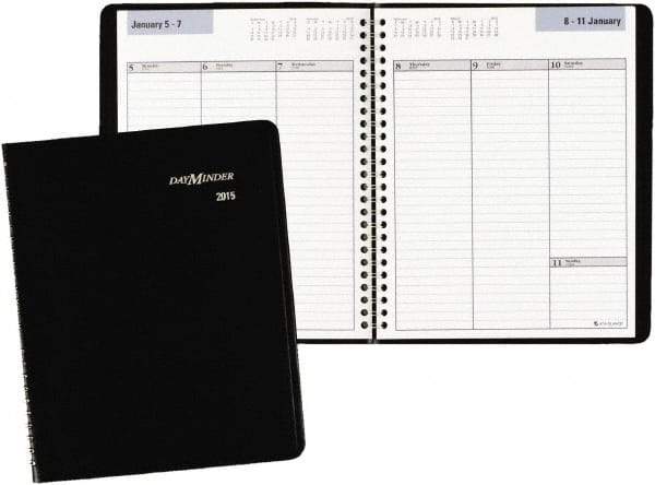 DayMinder - 26 Sheet, 6-7/8 x 8-3/4", Weekly Planner - Black - USA Tool & Supply