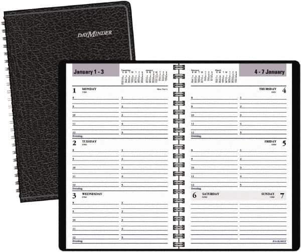 DayMinder - 26 Sheet, 4-7/8 x 8", Weekly Planner - Black - USA Tool & Supply