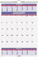 AT-A-GLANCE - 12 Sheet, 8-3/4 x 10", Wall Calendar - White - USA Tool & Supply