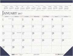 House of Doolittle - 12 Sheet, 8-1/2 x 11", Desk Pad Calendar - White & Blue - USA Tool & Supply