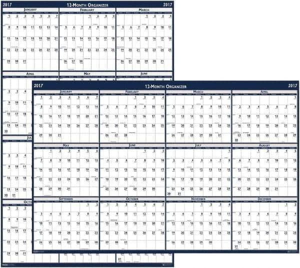 House of Doolittle - 1 Sheet, 48 x 32", Erasable Wall Planner - Blue & Gray - USA Tool & Supply