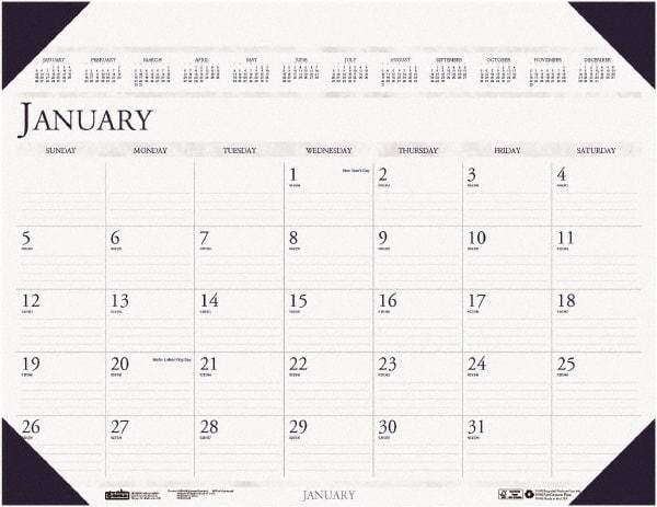 House of Doolittle - 12 Sheet, 3-3/4 x 6", Desk Pad Calendar - Blue - USA Tool & Supply