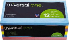 Universal One - 100 Sheet, 4-1/8 x 6-3/4", Plain Self-Stick Notes - Assorted Colors - USA Tool & Supply