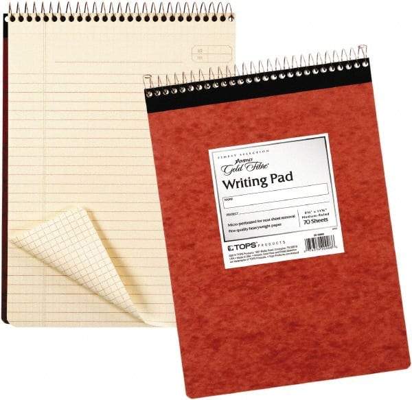 AMPAD - 70 Sheet, 6-7/8 x 8-3/4", Legal/Wide (Style) Wire Bound Notebook - Red - USA Tool & Supply