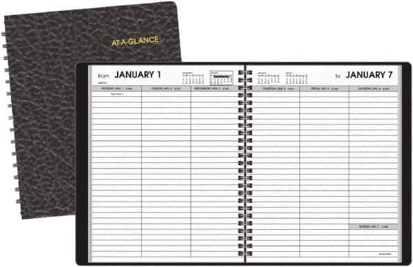 AT-A-GLANCE - 26 Sheet, 5 x 8", Weekly Planner - Black - USA Tool & Supply