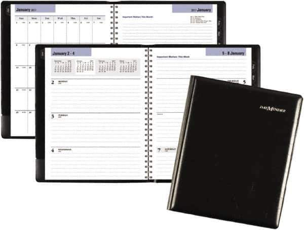 DayMinder - 26 Sheet, 6-7/8 x 8-3/4", Weekly/Monthly Planner - Black - USA Tool & Supply