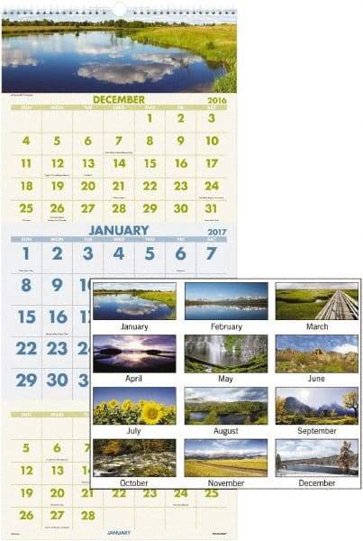 AT-A-GLANCE - 12 Sheet, 12 x 27", Wall Calendar - USA Tool & Supply