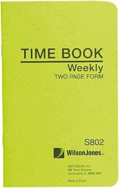 Wilson Jones - 36 Sheet, 4-1/8 x 6-3/4", Foreman\x92s Time Book - White - USA Tool & Supply