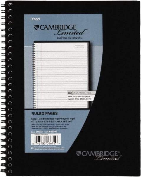 Cambridge - 80 Sheet, 4 x 8", Legal (Style) Meeting Notebook - Black - USA Tool & Supply