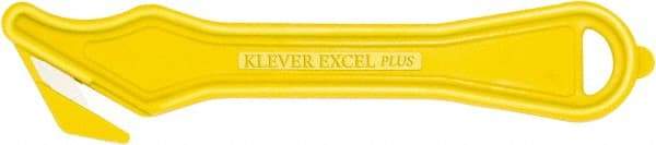 Klever Innovations - Recessed/Hook Blade Safety Cutter - 1-5/8" Carbon Steel Blade, Yellow Nylon Handle, 1 Blade Included - USA Tool & Supply