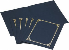 Geographic - 6 Piece Navy Blue Document Holders-Certificate/Document - 9-3/4" High x 12-1/2" Wide - USA Tool & Supply