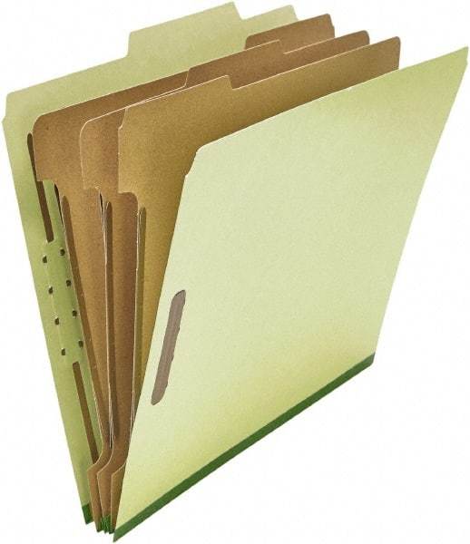 UNIVERSAL - 8-1/2 x 11", Letter Size, Green, Classification Folders with Top Tab Fastener - 25 Point Stock, Right of Center Tab Cut Location - USA Tool & Supply