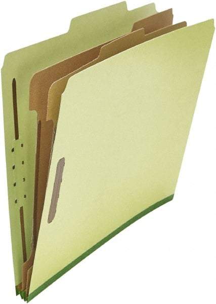UNIVERSAL - 8-1/2 x 11", Letter Size, Green, Classification Folders with Top Tab Fastener - 25 Point Stock, Right of Center Tab Cut Location - USA Tool & Supply