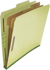 UNIVERSAL - 8-1/2 x 11", Letter Size, Green, Classification Folders with Top Tab Fastener - 25 Point Stock, Right of Center Tab Cut Location - USA Tool & Supply