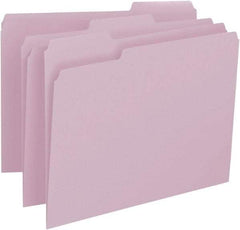 SMEAD - 8-1/2 x 11", Letter Size, Lavender, File Folders with Top Tab - 11 Point Stock, Assorted Tab Cut Location - USA Tool & Supply