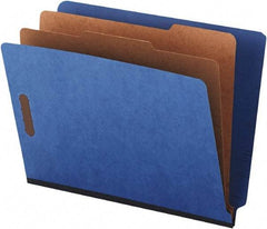 UNIVERSAL - 8-1/2 x 11", Letter Size, Blue, Classification Folders with End Tab Fastener - 25 Point Stock, Straight Tab Cut Location - USA Tool & Supply