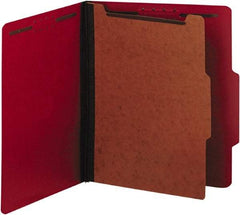 UNIVERSAL - 8-1/2 x 11", Letter Size, Ruby Red, Classification Folders with Top Tab Fastener - 25 Point Stock, Right of Center Tab Cut Location - USA Tool & Supply