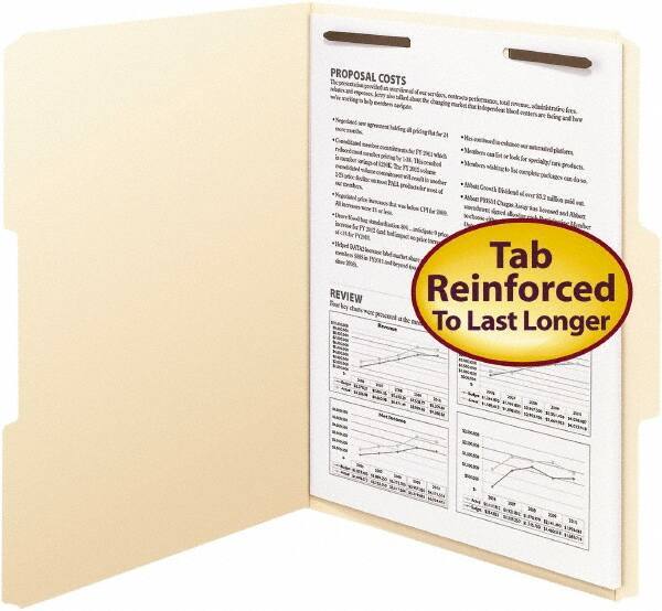SMEAD - 8-1/2 x 11", Letter Size, Manila, File Folders with Top Tab - 11 Point Stock, Assorted Tab Cut Location - USA Tool & Supply