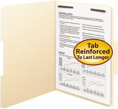 SMEAD - 8-1/2 x 11", Letter Size, Manila, File Folders with Top Tab - 11 Point Stock, Assorted Tab Cut Location - USA Tool & Supply