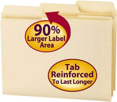 SMEAD - 8-1/2 x 11", Letter Size, Manila, File Folders with Top Tab - 11 Point Stock, Assorted Tab Cut Location - USA Tool & Supply