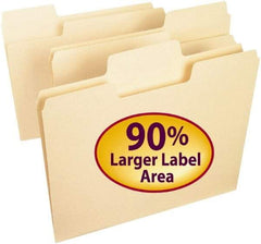 SMEAD - 8-1/2 x 11", Letter Size, Manila, File Folders with Top Tab - 11 Point Stock, Assorted Tab Cut Location - USA Tool & Supply