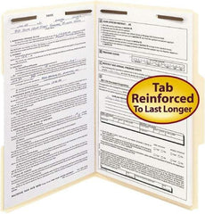 SMEAD - 8-1/2 x 14", Legal, Manila, File Folders with Top Tab - 11 Point Stock, Assorted Tab Cut Location - USA Tool & Supply