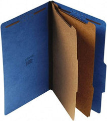 UNIVERSAL - 9-1/4 x 14-3/4", Legal, Cobalt Blue, Classification Folders with Top Tab Fastener - 25 Point Stock, Right of Center Tab Cut Location - USA Tool & Supply