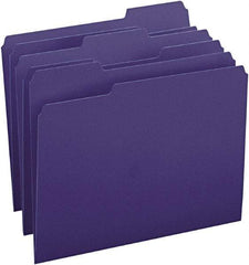 SMEAD - 8-1/2 x 11", Letter Size, Navy Blue, File Folders with Top Tab - 11 Point Stock, Assorted Tab Cut Location - USA Tool & Supply