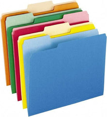 Pendaflex - 8-1/2 x 11", Letter Size, Assorted Colors, File Folders with Top Tab - 11 Point Stock, Assorted Tab Cut Location - USA Tool & Supply