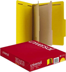 UNIVERSAL - 8-1/2 x 11", Letter Size, Yellow, Classification Folders with Top Tab Fastener - 25 Point Stock, Right of Center Tab Cut Location - USA Tool & Supply
