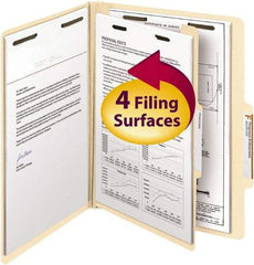 SMEAD - 8-1/2 x 11", Letter Size, Manila, Classification Folders with Top Tab Fastener - 18 Point Stock, Right of Center Tab Cut Location - USA Tool & Supply