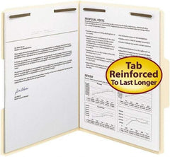SMEAD - 9-1/2 x 11-5/8", Letter Size, Manila, File Folders with Top Tab - 11 Point Stock, Assorted Tab Cut Location - USA Tool & Supply