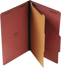 UNIVERSAL - 9-1/2 x 14-1/2", Legal, Red, Classification Folders with Top Tab Fastener - 25 Point Stock, Right of Center Tab Cut Location - USA Tool & Supply