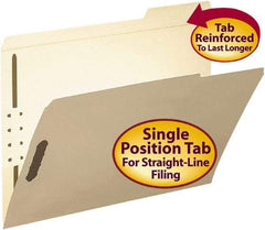 SMEAD - 8-1/2 x 11", Letter Size, Manila, File Folders with Top Tab - 11 Point Stock, 1/3 Tab Cut Location - USA Tool & Supply