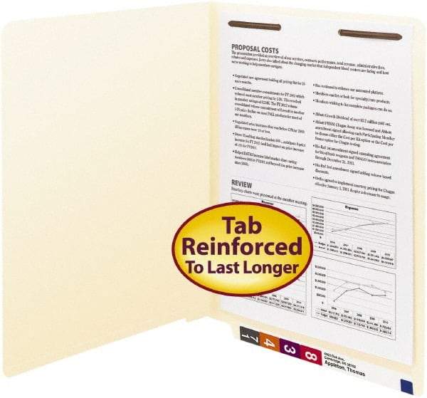 SMEAD - 8-1/2 x 11", Letter Size, Manila, File Folders with End Tab - 11 Point Stock, Straight Tab Cut Location - USA Tool & Supply
