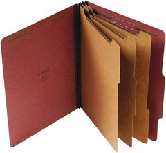 UNIVERSAL - 8-1/2 x 11", Letter Size, Red, Classification Folders with Top Tab Fastener - 25 Point Stock, Right of Center Tab Cut Location - USA Tool & Supply
