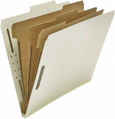 UNIVERSAL - 8-1/2 x 11", Letter Size, Gray, Classification Folders with Top Tab Fastener - 25 Point Stock, Right of Center Tab Cut Location - USA Tool & Supply