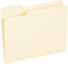 UNIVERSAL - 8-1/2 x 11", Letter Size, Manila, File Folders with Top Tab - Assorted Tab Cut Location - USA Tool & Supply