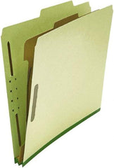 UNIVERSAL - 8-1/2 x 11", Letter Size, Green, Classification Folders with Top Tab Fastener - 25 Point Stock, Right of Center Tab Cut Location - USA Tool & Supply