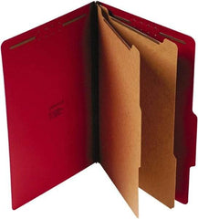 UNIVERSAL - 9-1/2 x 14-1/2", Legal, Ruby Red, Classification Folders with Top Tab Fastener - 25 Point Stock, Right of Center Tab Cut Location - USA Tool & Supply