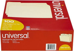 UNIVERSAL - 8-1/2 x 11", Letter Size, Manila, File Folders with Top Tab - 11 Point Stock, Assorted Tab Cut Location - USA Tool & Supply