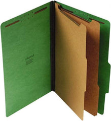 UNIVERSAL - 9-1/2 x 14-1/2", Legal, Emerald Green, Classification Folders with Top Tab Fastener - 25 Point Stock, Right of Center Tab Cut Location - USA Tool & Supply