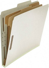 UNIVERSAL - 8-1/2 x 11", Letter Size, Gray, Classification Folders with Top Tab Fastener - 25 Point Stock, Right of Center Tab Cut Location - USA Tool & Supply