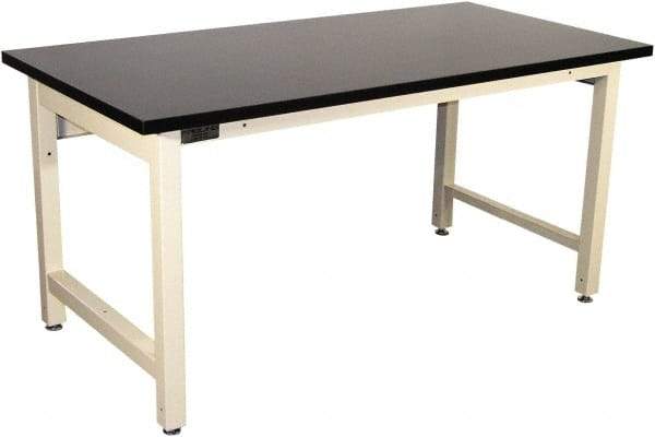 Proline - 72 Wide x 36" Deep x 36" High, Chem-Guard Workbench - Adjustable Height Legs, Light Beige - USA Tool & Supply