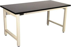 Proline - 72 Wide x 36" Deep x 36" High, Chem-Guard Workbench - Adjustable Height Legs, Light Beige - USA Tool & Supply
